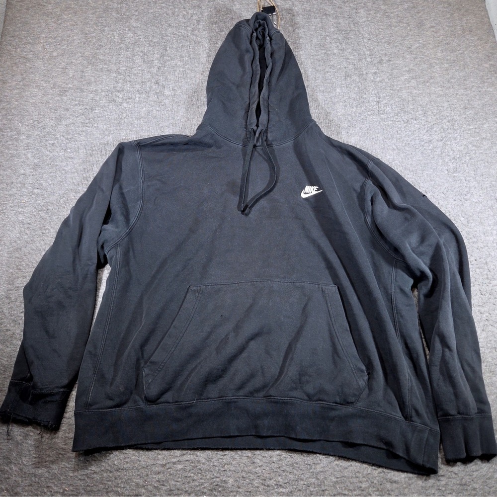 Nike Sportswear Club Fleece Pullover Hoodie Mens 2XL Black BV2654-010 Faded